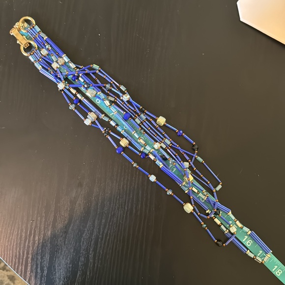 Blue Crystal Beaded Multi-Strand Necklace - Picture 8 of 8